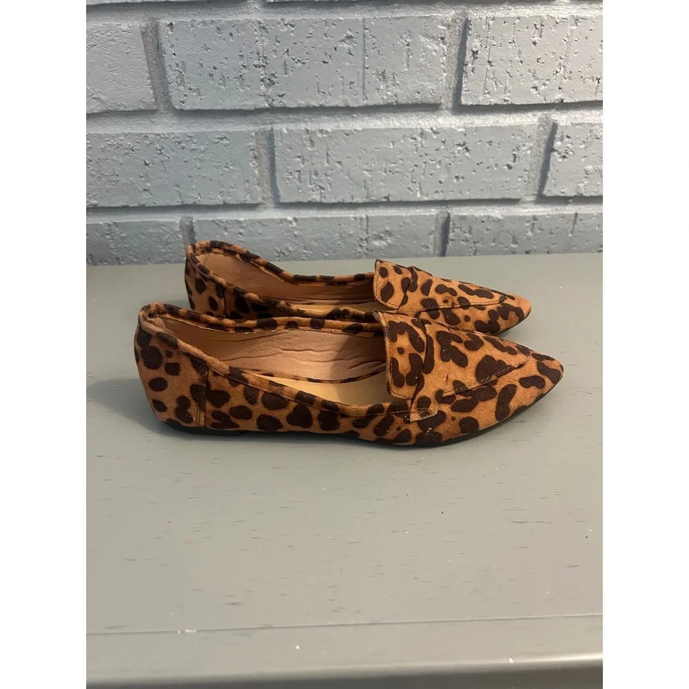 Bamboo‎ Brown Leopard Pointed Toe Loafers Women Size 6 BLOG-31S Animal Print